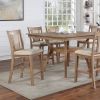 Transitional Set of 2 Counter Height Chairs Natural Tone And Beige Solid wood Chair Padded Leatherette Upholstered Seat Kitchen Dining Room Furniture