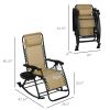 Zero Gravity Rocking Chair Set, 2 Pcs Outdoor Recliner, Foldable with Pillow, Cup & Phone Holder, Beige