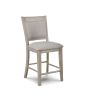 Farmhouse Style 2pc Tan / Beige Gray Finish Counter Height Chair Bar Stool Footrest Upholstered Back Seat Wooden Dining Room Furniture