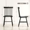 Dining Chairs Set of 2, Farmhouse Wood Kitchen Chairs with Rubber Wood Frame, Spindle Back for Dining Room, Black
