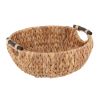 (4 pack)Natural Woven Water Hyacinth Decorative Bowl with Wooden Handles