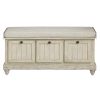 1pc Durable Storage Bench White Finish Foam Cushioned Seat Beige Upholstery Flip-Top Seat Solid Wood Home Furniture