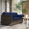 Patio Couch PE Wicker Deep Seating Outdoor Sofa with Removable Cushions, 3 Seater Rattan Sofa, Outdoor Furniture for Balcony, Deck