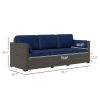 Patio Couch PE Wicker Deep Seating Outdoor Sofa with Removable Cushions, 3 Seater Rattan Sofa, Outdoor Furniture for Balcony, Deck