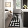 Washable Black and White Kitchen Runner Rug, 2x5 Soft Non Slip Laundry Room Rug Bathroom Runner Rugs with Rubber Backing