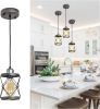 Industrial Pendant Lighting for Kitchen Island, Rustic Mini Cage Pendant Light, Farmhouse Pendant Lamp with Silver Grey Adjustable for Dining Room