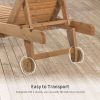 Outsunny Outdoor Chaise Lounge Pool Chair, Built-In Table, Reclining Backrest for Sun tanning/Sunbathing, Rolling Wheels, Red Wood Look