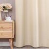 Linen Textured Curtains 84 inches Beige Bedroom Living Room Window Curtain Set Light Filtering Drapes Grommet Top 2 Panels