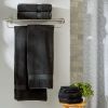 Signature Soft Solid Cotton 6 Piece Bath Towel Set,Rich Black