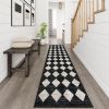 Washable Black and White Kitchen Runner Rug, 2x5 Soft Non Slip Laundry Room Rug Bathroom Runner Rugs with Rubber Backing
