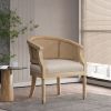 Accent Chair Rubber Wood Beige Natural