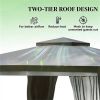 Outdoor terrace pavilion, sunshade, soft top pavilion with curtains, dark gray