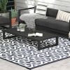 Reversible Outdoor Rug 9 x 12 Black White Chain for RV Camping with Bag