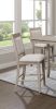 Farmhouse Style 2pc Tan / Beige Gray Finish Counter Height Chair Bar Stool Footrest Upholstered Back Seat Wooden Dining Room Furniture