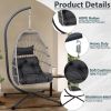 Indoor Outdoor Hanging Egg Chair with Stand Rattan Swing Chair Patio Wicker Hanging Basket Chair with Frame for Bedroom Living Room Balcony
