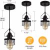 Industrial Black Pendant Light Metal Cage Pendant Lights Dining Room Hanging Lighting for Kitchen Island Living Room Bedroom Entryway Barn Farmhouse
