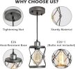 Industrial Pendant Lighting for Kitchen Island, Rustic Mini Cage Pendant Light, Farmhouse Pendant Lamp with Silver Grey Adjustable for Dining Room