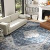 8x10 Area Rug, Vintage Washable Rug, Non-Slip Floor Carpet for Living Room, Bedroom, Dining Room, Blue