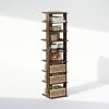 Compact 9-Tier Vertical Space Saving Free Standing Corner Shelf, Display Rack, Amber Pine