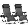 Set of 2 Zero Cravity Lounge Chairs,Outdoor Patio Folding Recliners for Pool Beach with Pillow and Cup Holder