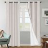 100% Blackout Grommet Curtains, Faux Linen Solid Print, Ivory Blackout Grommet Curtains