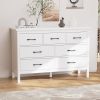 7 Drawer Dresser For Bedroom, Wood Storage Cabinet With Black Handles, Modern Closet Of Drawers for Living Room